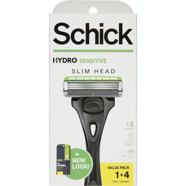 Schick&reg; Hydro Sensitive 3-Blade Slim Head Razor with 4 Refill Cartridges. View a larger version of this product image.