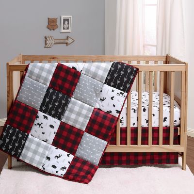 navy plaid crib sheet