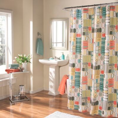 coral and turquoise shower curtain