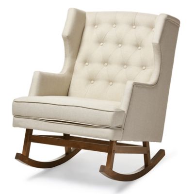 Baxton Studio Iona Button-Tufted Wingback Rocking Chair