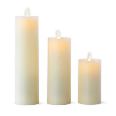 Candles Set Of 3 Like Luminara Flameless LED Timer Remote WAX Pillar Ivory 