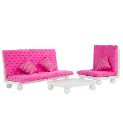 Olivia&#39;s Little World Teamson Kids Doll Furniture 18-Inch 3-Piece Lounge Set in Pink