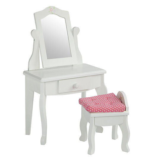 Alternate image 1 for Olivia's Little World 18-Inch Doll Vanity Table and Stool Set in White