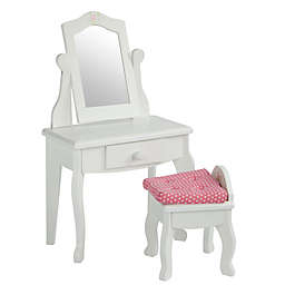 Olivia's Little World 18-Inch Doll Vanity Table and Stool Set in White