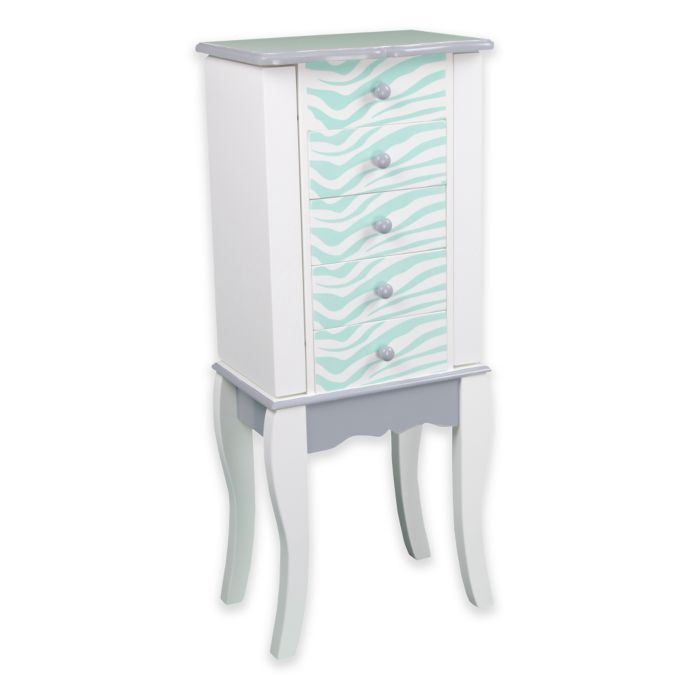 Teamson Kids Zebra Print Jewelry Armoire In Blue White Buybuy Baby