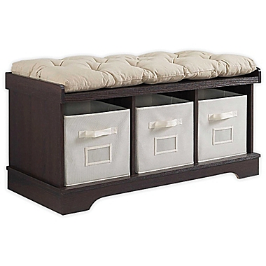 Forest Gate&trade; Entryway Storage Bench with Totes in Espresso. View a larger version of this product image.