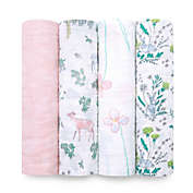 aden + anais&reg; 4-Pack Forest Fantasy Muslin Swaddle Blankets in Pink