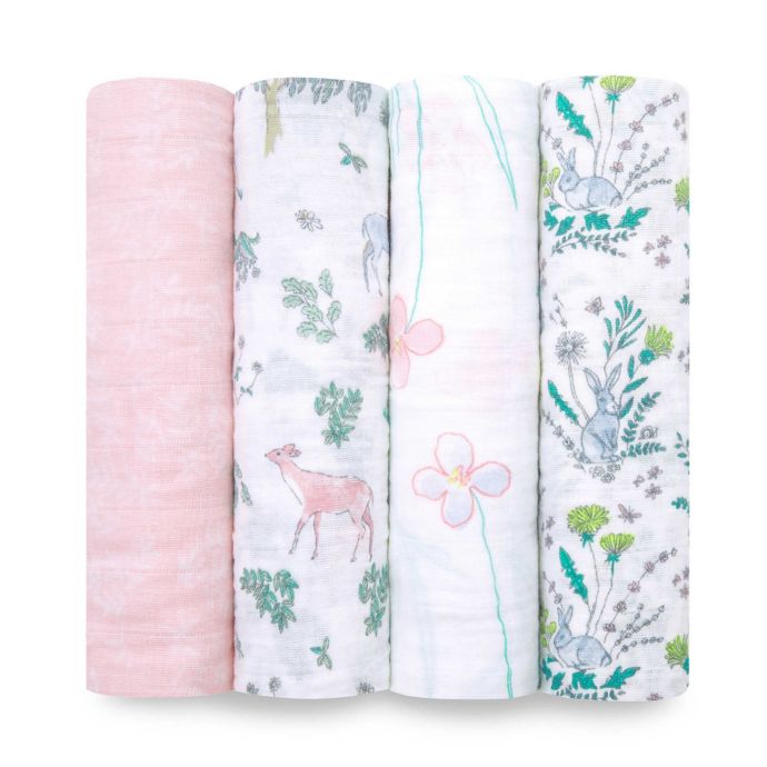 aden + anais® 4-Pack Forest Fantasy Muslin Swaddle Blankets in Pink ...