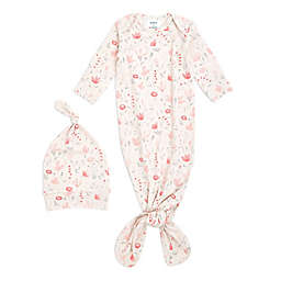 aden + anais&reg; 2-Piece Perennial Comfort Knit Gown and Hat Set in Blush
