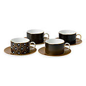 Wedgwood&reg; Arris Accent Teacups and Saucers (Set of 4)