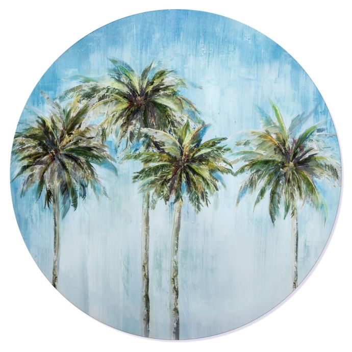 Palm Trees 28-Inch Round Canvas Wall Art | Bed Bath and Beyond Canada