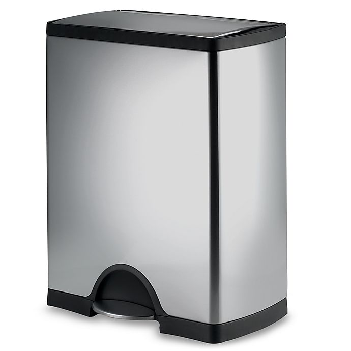 simplehuman® Brushed Stainless Steel Rectangular 50-Liter Step-On Trash Bed Bath And Beyond Stainless Steel Trash Can