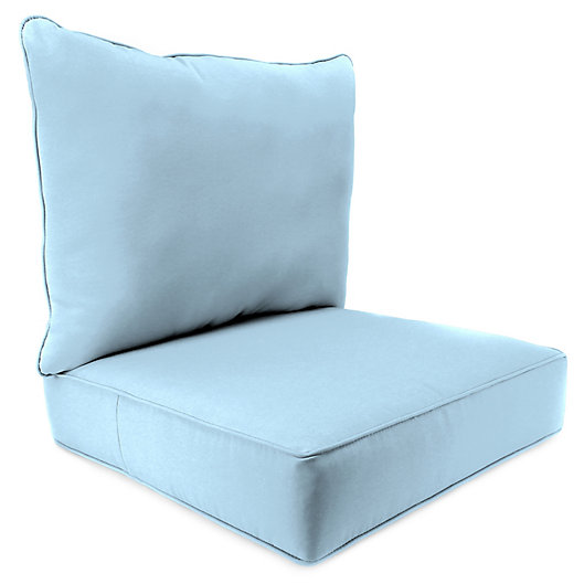 Alternate image 1 for Solid 2-Piece Pillow Back Chair Cushion in Sunbrella® Canvas Air Blue