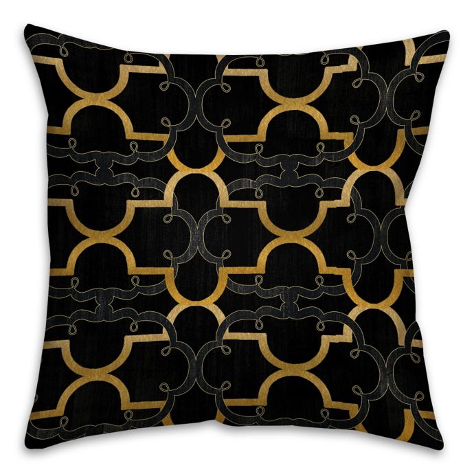 Quatrefoil Square Throw Pillow In Gold Black Bed Bath Beyond