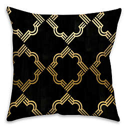 Quatrefoil 16-inch Square Throw Pillow in Black and Gold