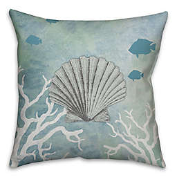 Shell Throw Pillow in White/Blue