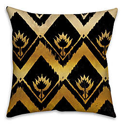 Ikat 16-Inch Square Throw Pillow in Black/Gold