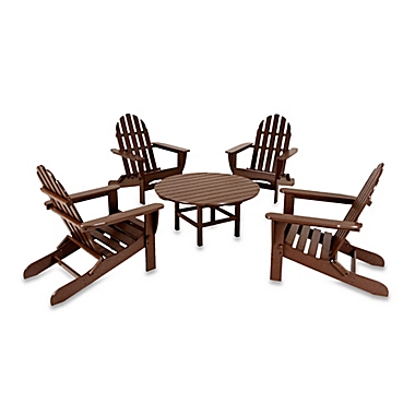 POLYWOOD&reg; Adirondack 5-Piece Outdoor Conversation Set in Mahogany. View a larger version of this product image.