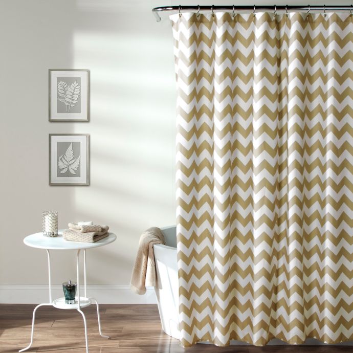 Chevron Shower Curtain in Taupe Bed Bath and Beyond Canada