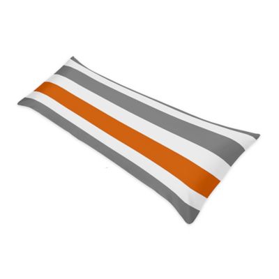 Sweet Jojo Designs Grey and Orange Stripe Body Pillow Case