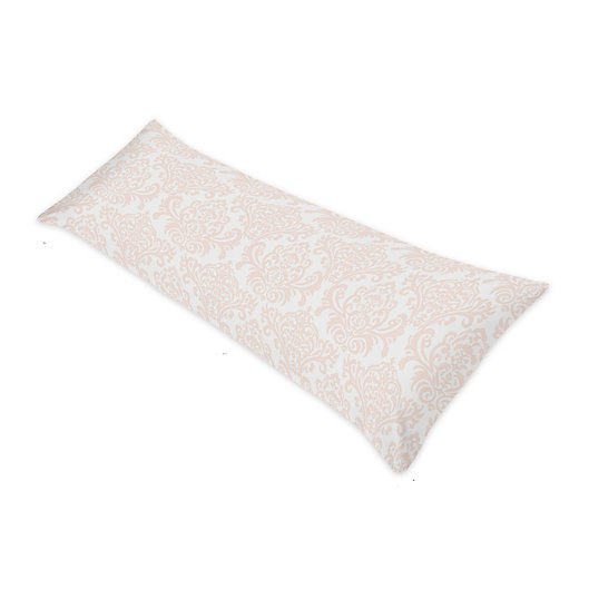 Alternate image 1 for Sweet Jojo Designs Amelia Damask Body Pillowcase in Pink/White