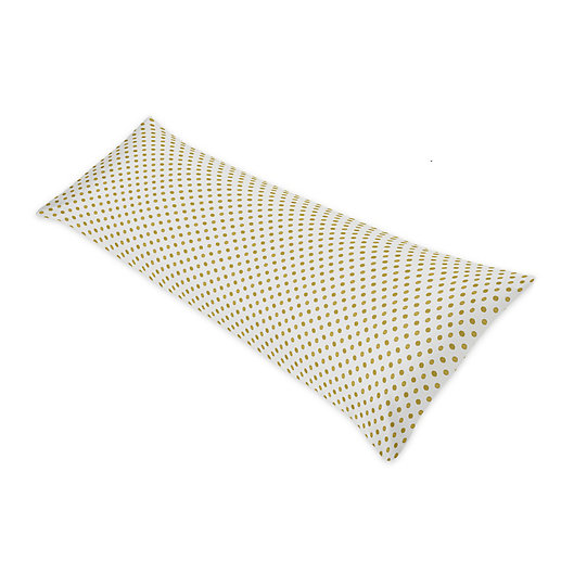 Alternate image 1 for Sweet Jojo Designs Amelia Polka Dot Body Pillowcase in Gold/White