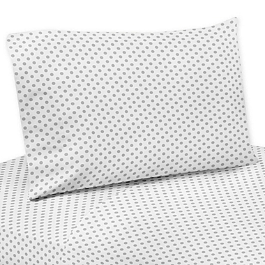 Sweet Jojo Designs&reg; Watercolor Floral Polka Dot Twin Sheet Set in Grey. View a larger version of this product image.