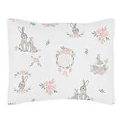 Sweet Jojo Design Bunny Floral Pillow Sham in Pink/Grey