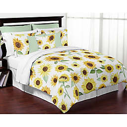 Sweet Jojo Designs® Watercolor Sunflower 4-Piece Twin Comforter Set