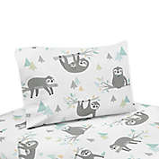 Sweet Jojo Designs Sloth Queen Sheet Set in Aqua/Grey