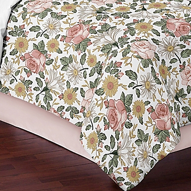 Sweet Jojo Designs Vintage Floral 3-Piece Full/Queen Comforter Set in Pink/Green. View a larger version of this product image.