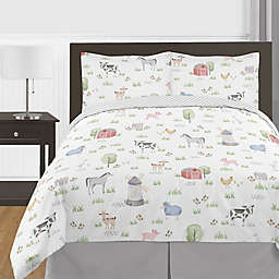 Sweet Jojo Designs Farm Animals 3-Piece Queen Comforter Set in Red