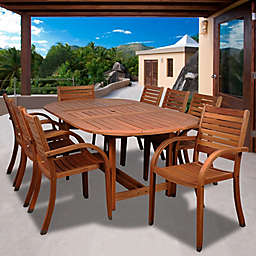 Amazonia Arizona 9-Piece Extendable Wood Oval Patio Dining Set