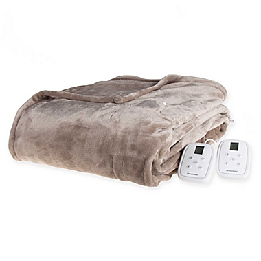 Brookstone&reg; n-a-p&reg; Heated Plush Twin Blanket in Taupe. View a larger version of this product image.