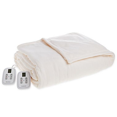 Brookstone&reg; Fleece Heated Queen Blanket in Cream. View a larger version of this product image.