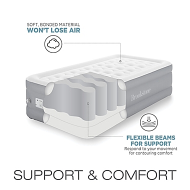 Brookstone&reg; Perfect 18-Inch Twin Air Mattress in Grey. View a larger version of this product image.