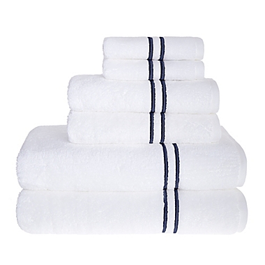 Wamsutta&reg; Egyptian Baratta Stitch Cotton 6-Piece Bath Towel Set in Navy. View a larger version of this product image.