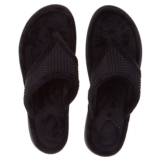 Alternate image 1 for Brookstone® Small Thong Slippers in Black