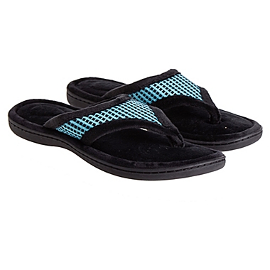 Brookstone&reg; Large Thong Slippers in Aqua. View a larger version of this product image.