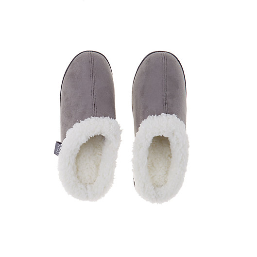 Alternate image 1 for Brookstone® Classic X-Large Sherpa Slip-On Slippers in Grey