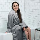 Alternate image 1 for Nestwell&trade; Small/Medium Unisex Plush Robe in Sharkskin