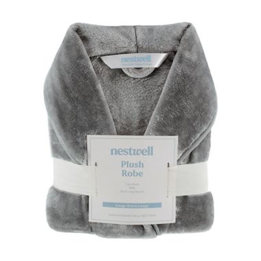 Nestwell&trade; Small/Medium Unisex Plush Robe in Sharkskin. View a larger version of this product image.