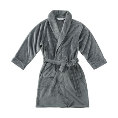 Nestwell&trade; Small/Medium Unisex Plush Robe in Sharkskin. View a larger version of this product image.