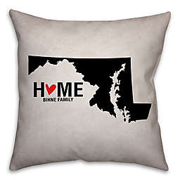 Maryland State Pride Square Throw Pillow in Black/White
