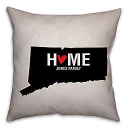 Connecticut State Pride Square Throw Pillow in Black/White