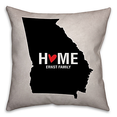 Georgia State Pride Square Throw Pillow in Black/White. View a larger version of this product image.