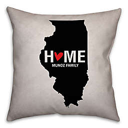 Illinois State Pride Square Throw Pillow in Black/White