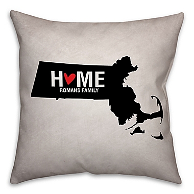 Massachusetts State Pride Square Throw Pillow in Black/White. View a larger version of this product image.