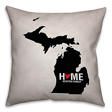 Michigan State Pride Square Throw Pillow in Black/White. View a larger version of this product image.