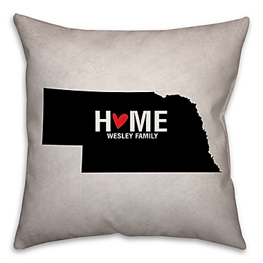 Nebraska State Pride Square Throw Pillow in Black/White. View a larger version of this product image.